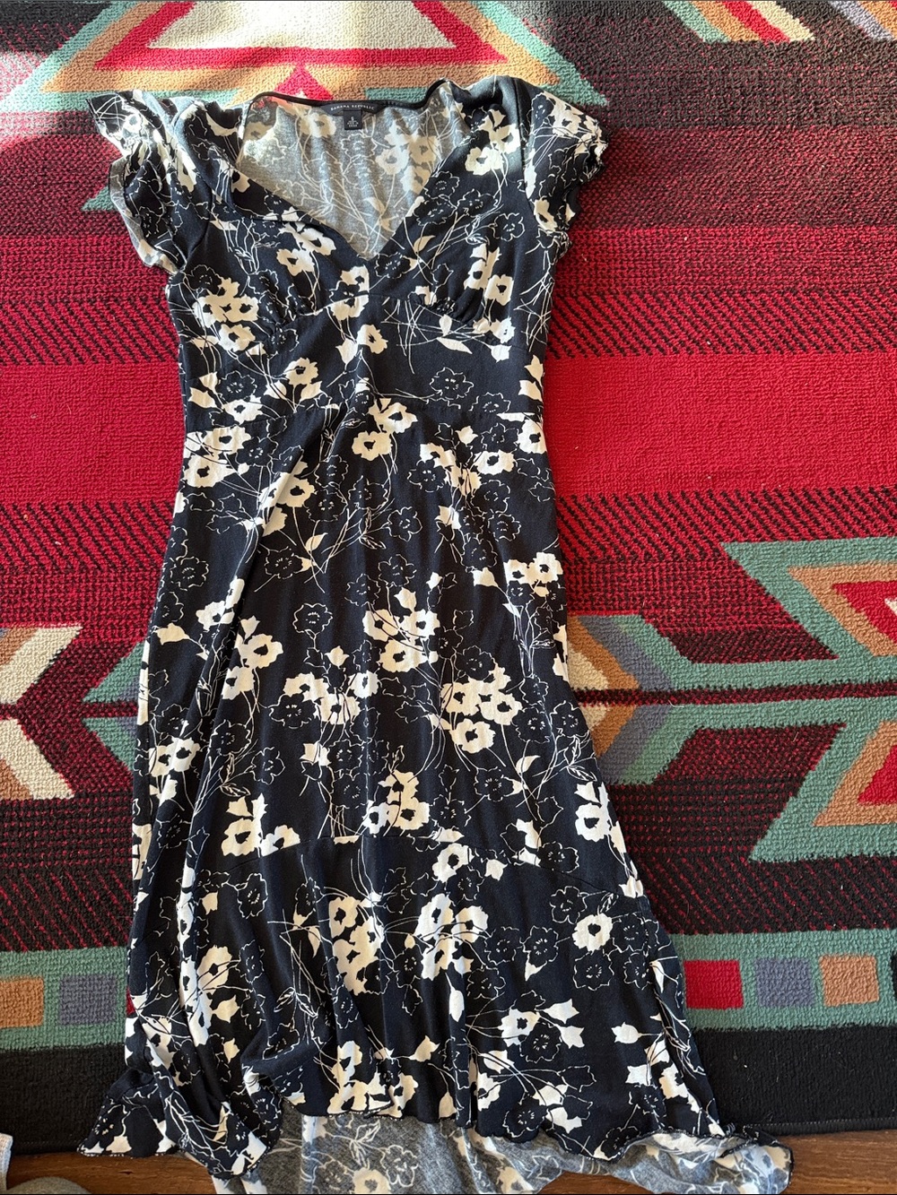 Banana Republic Black and White Floral Midi Dress